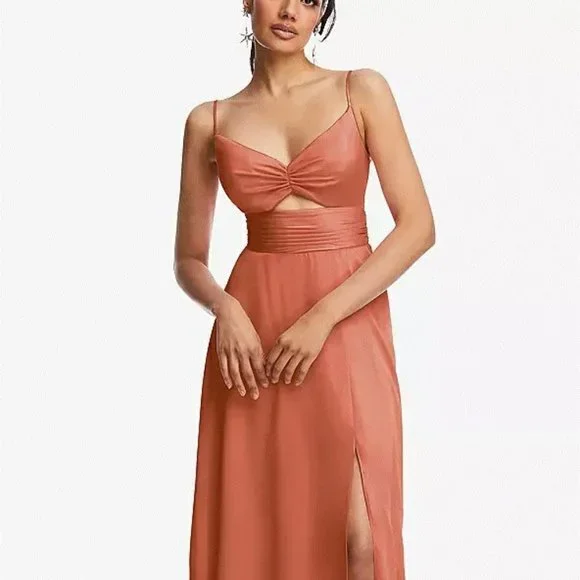 dress with triangle cut out That's My Stripe Crepe Triangle Waist Cut Out Mini Dress